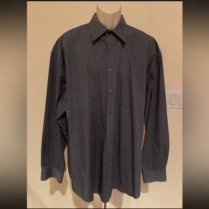 ROSSINI LE COLLEZIONI Mens Gray Dressy Shirt Button Down Long Sleeve 18.5 36-37
